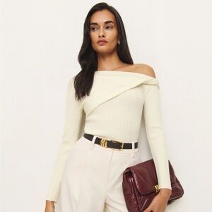 Reformation Lilou Regenerative Merino Sweater, Cream, size XS